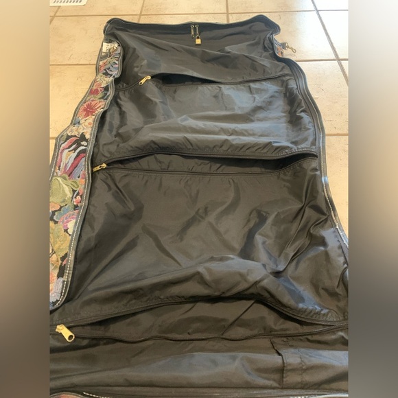 Vintage 50s/60s McBrine Tapestry Floral Garment Bag - Folding Carry-On Luggage - Picture 8 of 12